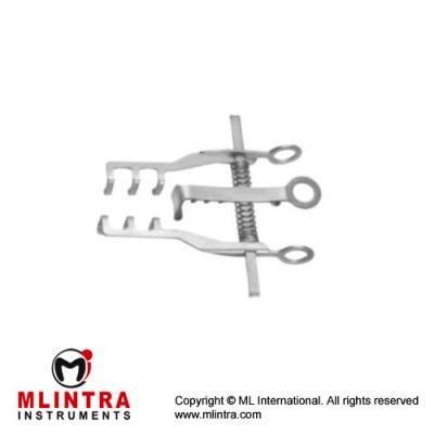 Vickers Low-Profile Retractor Complete 3 x 3 Blunt Prongs - With Central Blade Ref:- RT-861-01 Stainless Steel, 9 cm - 3 1/2"